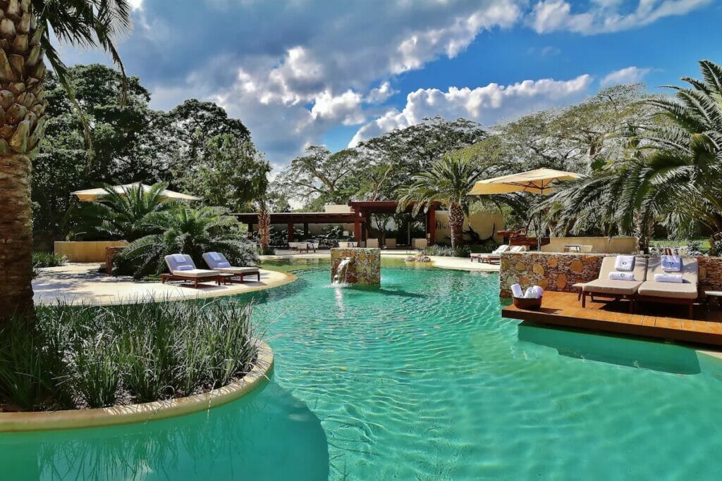 Swimming pool area of Hotel Chablé