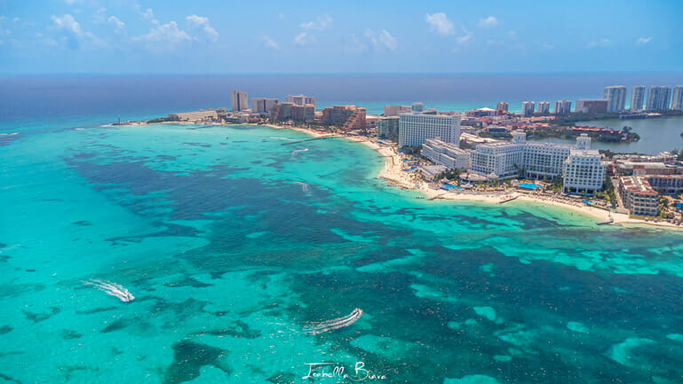 Aerial view of Cancun