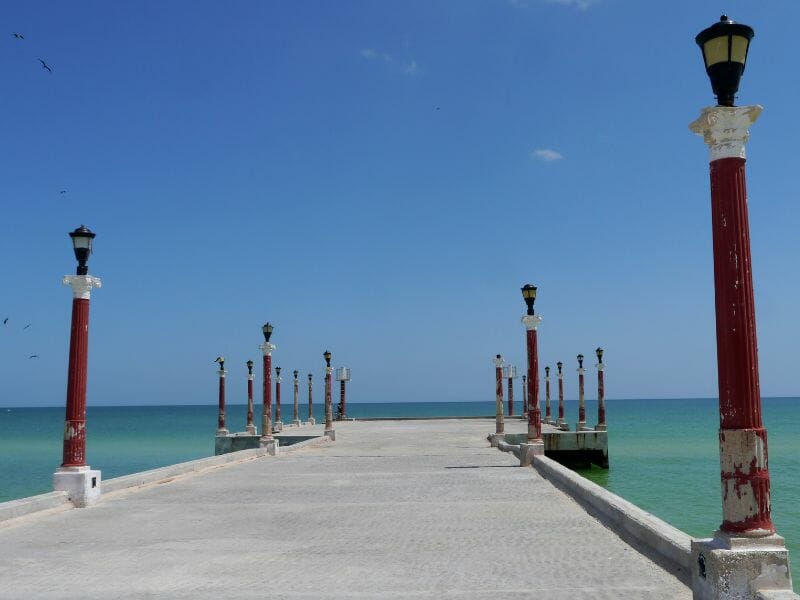 Pier in Sisal with lanterns