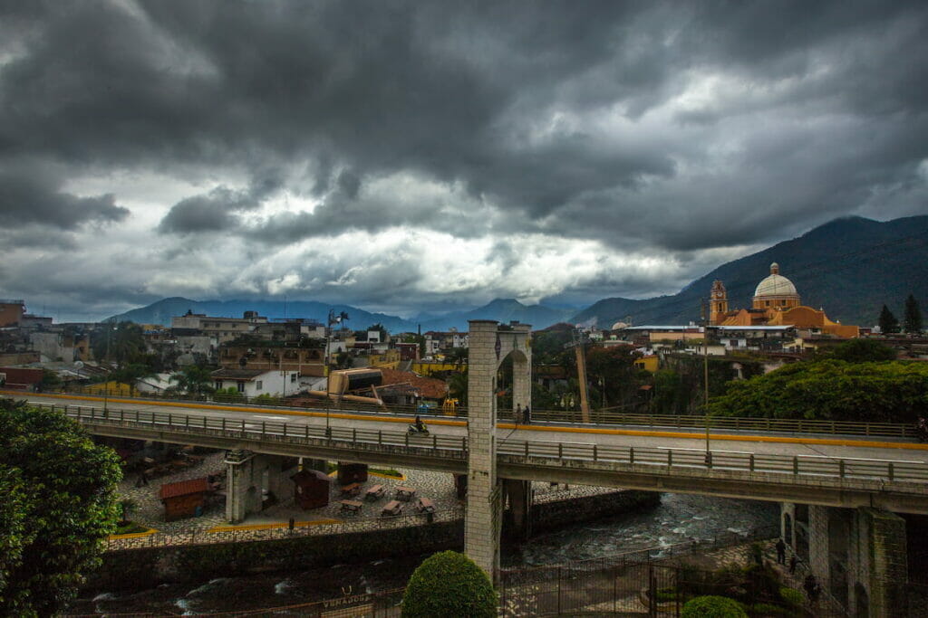 View of a bridge in Orizaba Veracruz on a cloudy day.