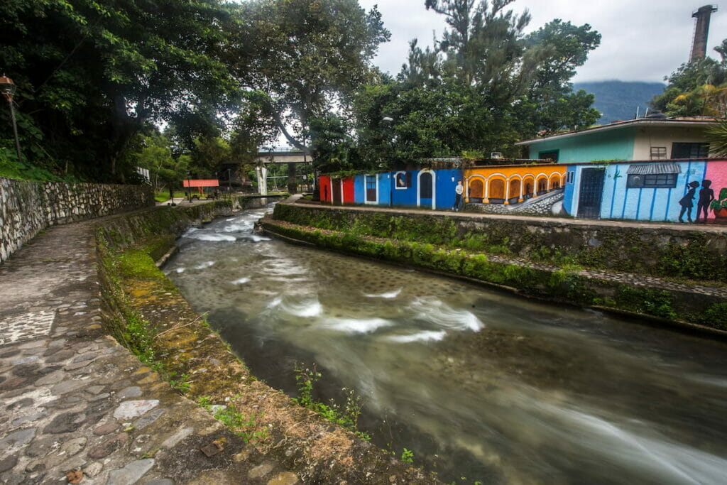 View of a strong current river in Orizaba Veracruz.