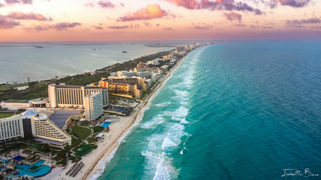 Drone view of Punta Cancun.