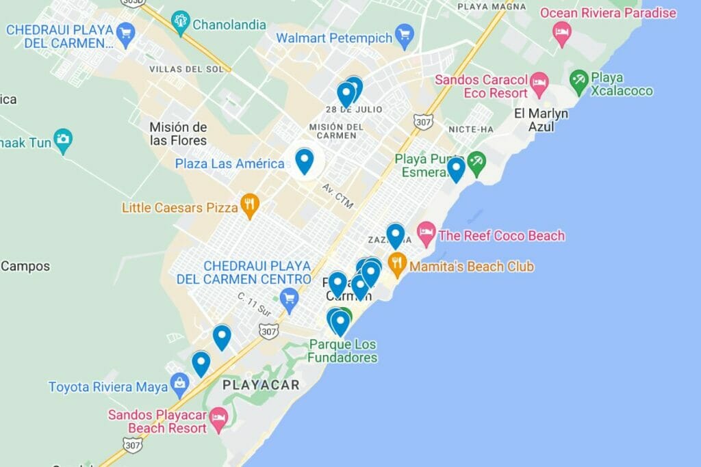 Map of Playa del Carmen