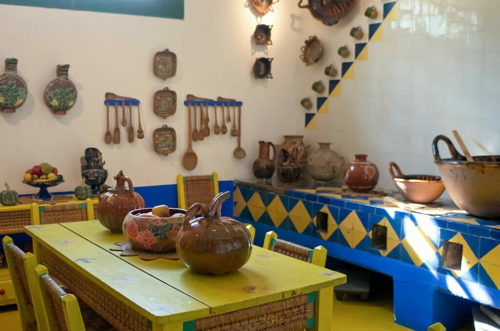 View of the art displays on the Frida Kahlo Museum.