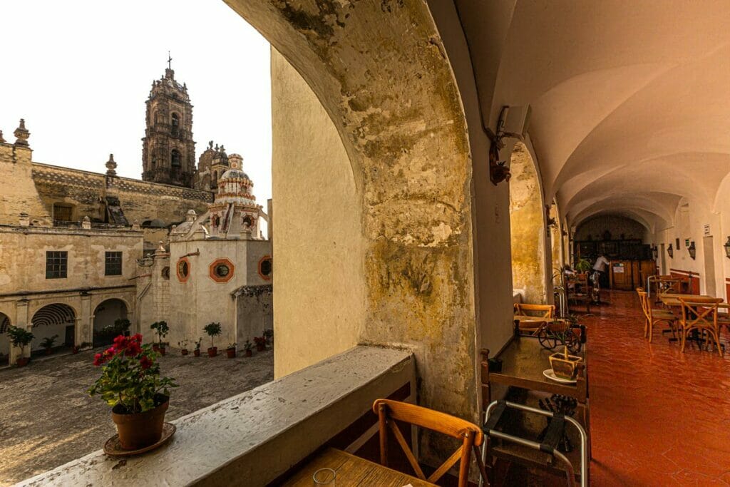 Tepotzotlan  view of the church from a restaurant