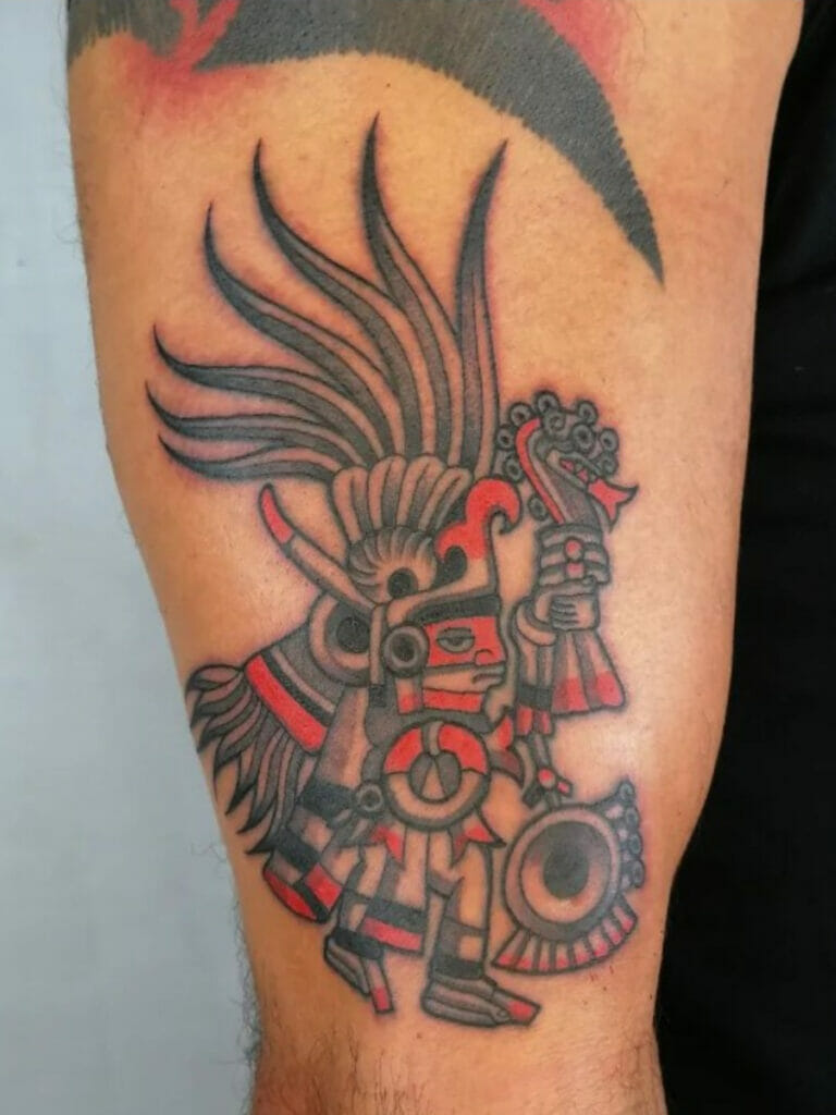 A colored tattoo of the Huitzilopochtli