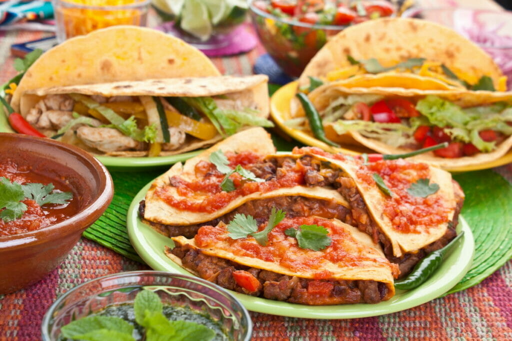 A variety of traditional Mexican food.