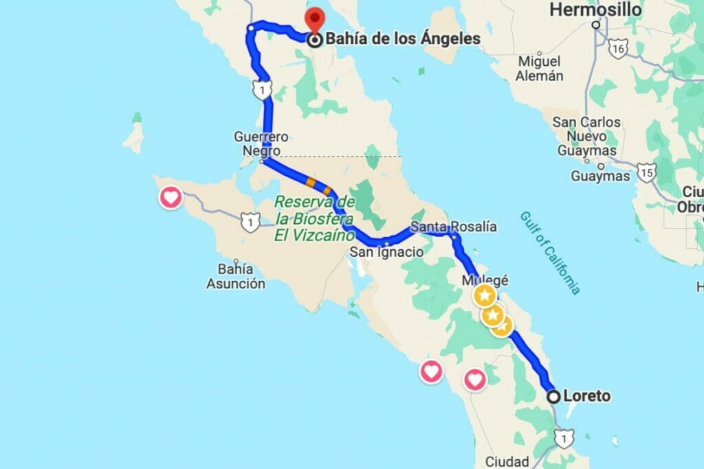 Google Maps from Loretoto  Bahia de Los Angeles