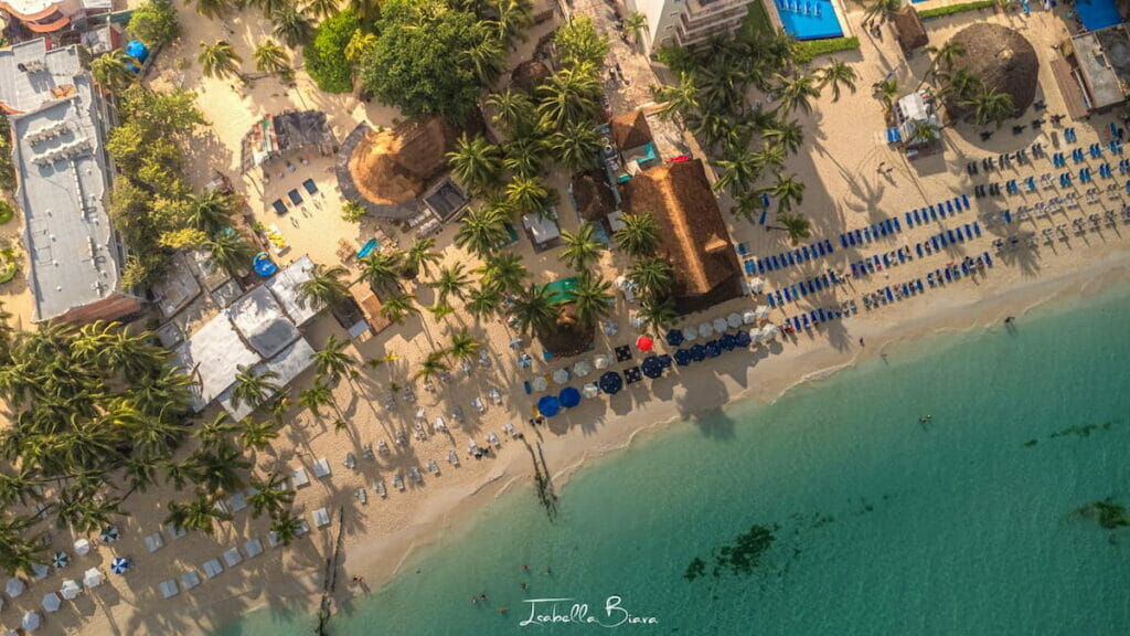 Aerial view of Playa Norte in Isla Mujeres.