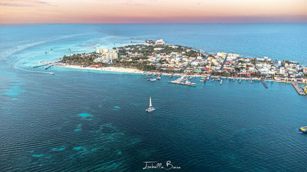 Aerial view of Isla Mujeres.
