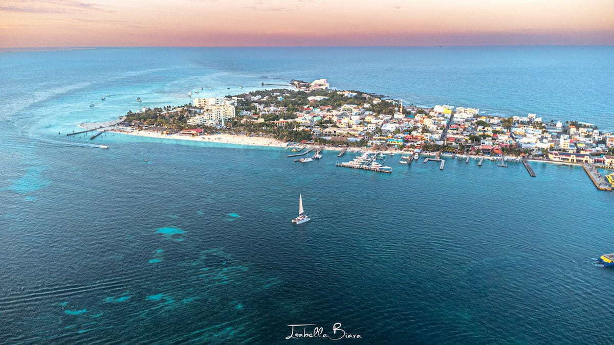 Aerial view of Isla Mujeres.