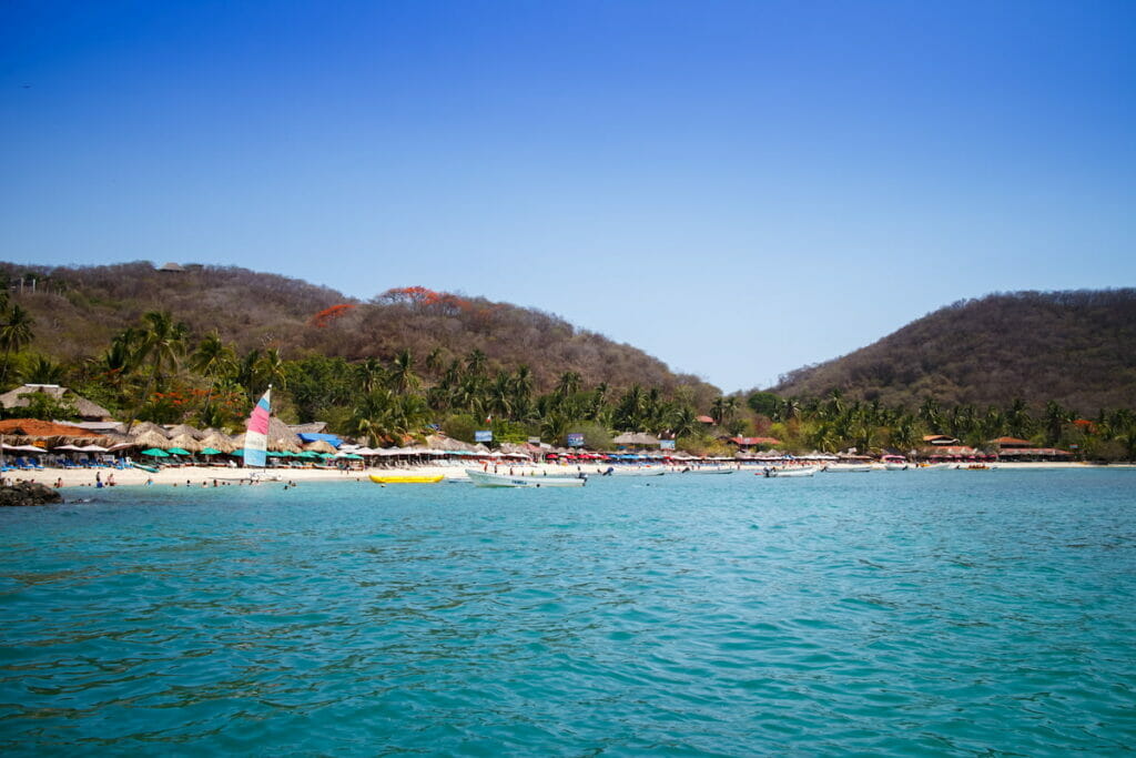 View of Ixtapa Beach from a boat.