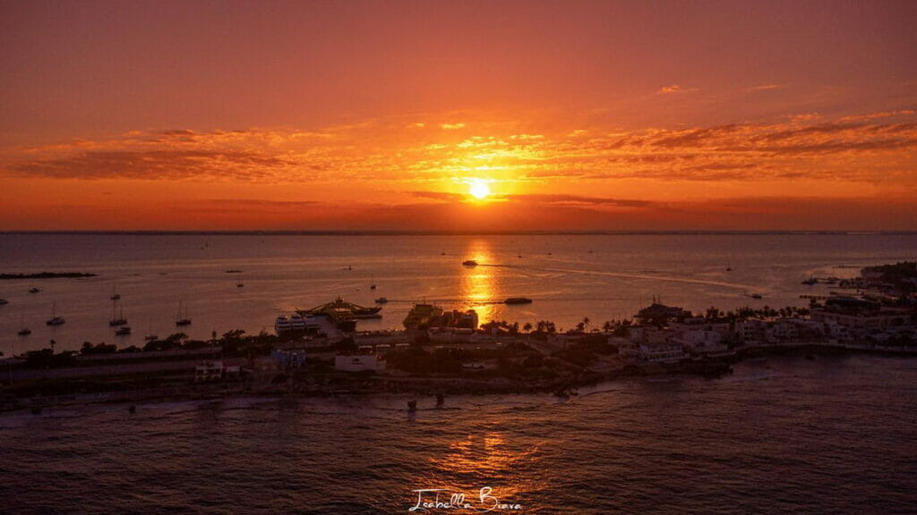 View of Isla Mujeres on a sunset.