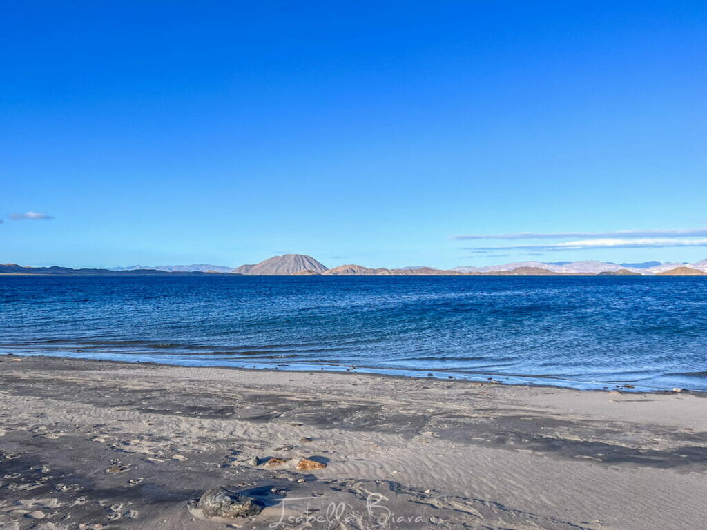 The hotel beach at Bahia de los Angeles.