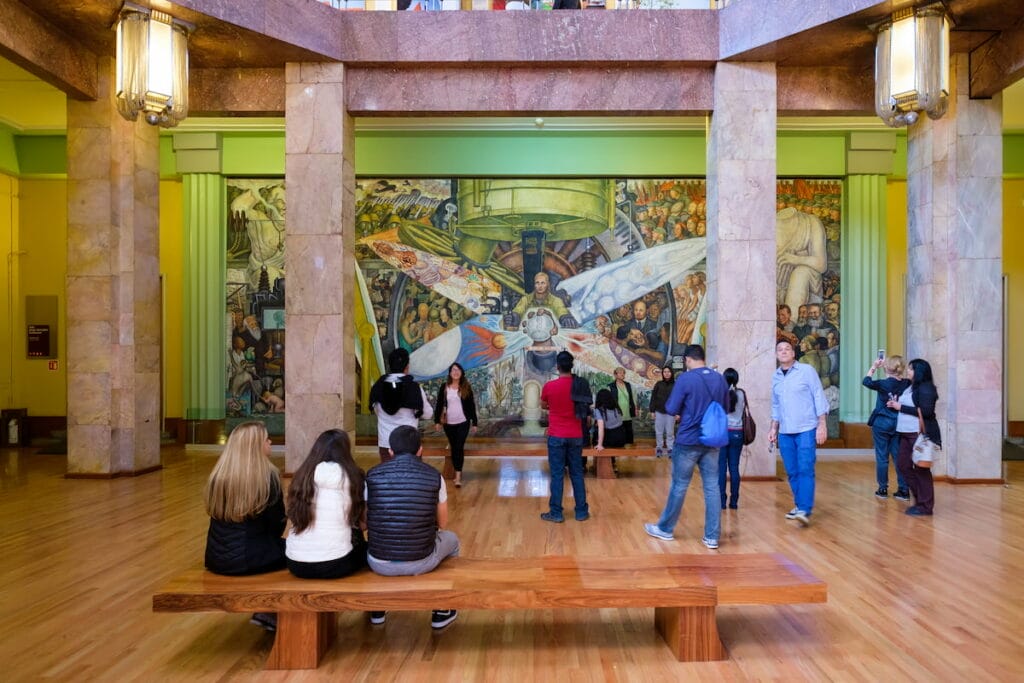 Mural of Diego Rivera at Palacio Bellas Artes in Mexico City- one of the famous Mexican painters.