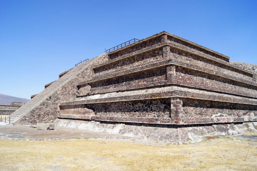 Closeup view of pyramids.