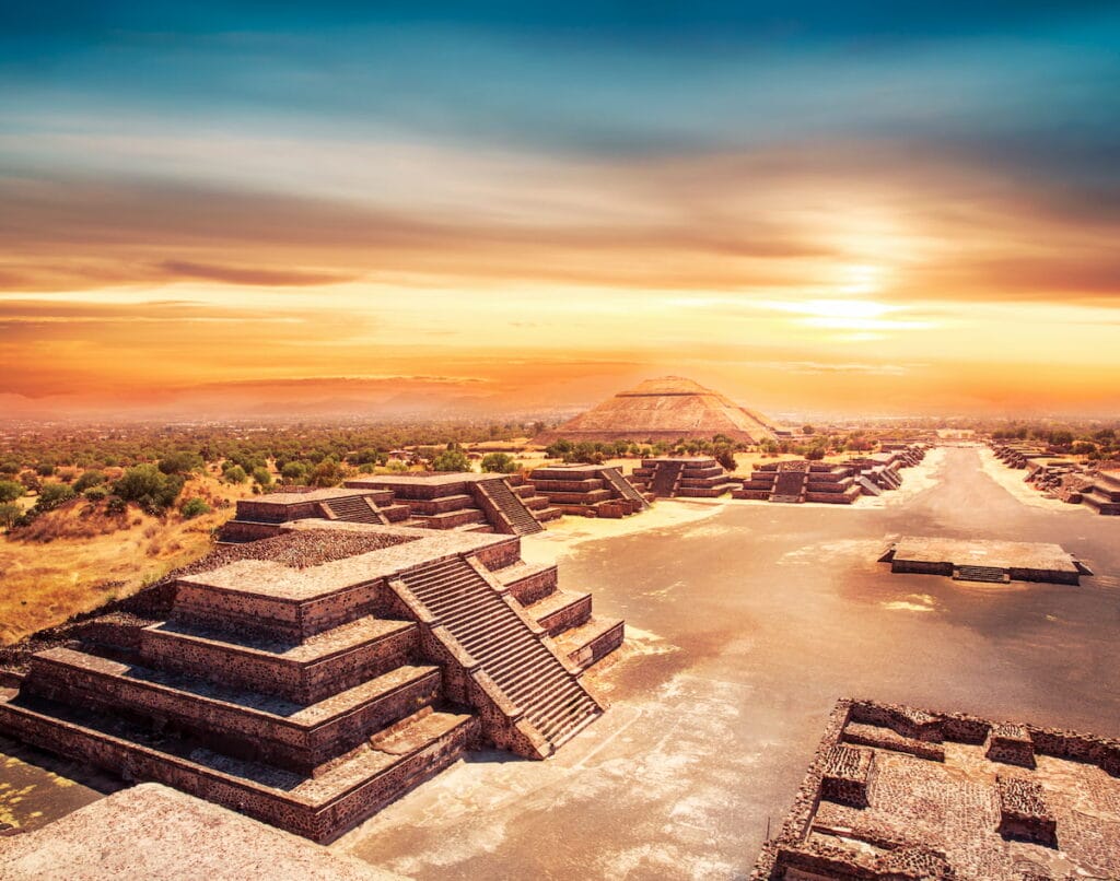 Teotihuacan on a sunset.