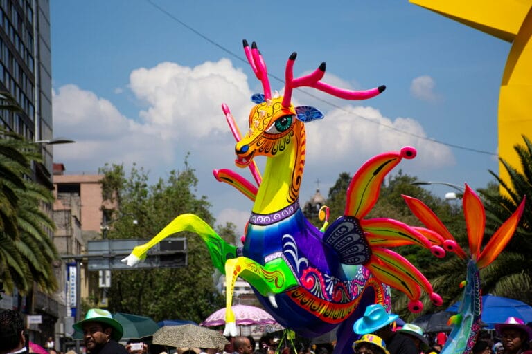 Colorful statue of an alebrijes in Mexico.