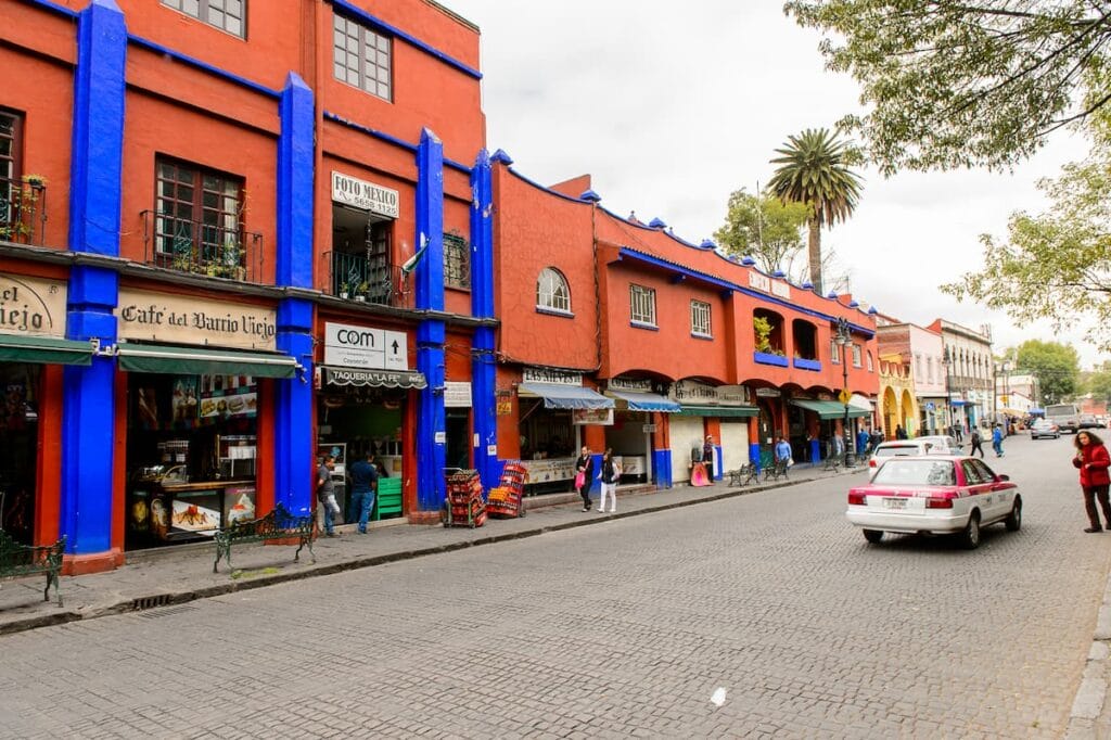Architecture on a street in Coyoacan.
