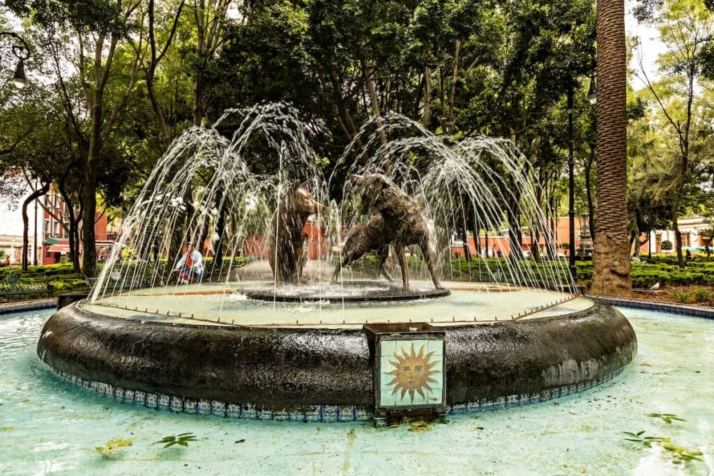 Coyote Fountain in Coyoacan.