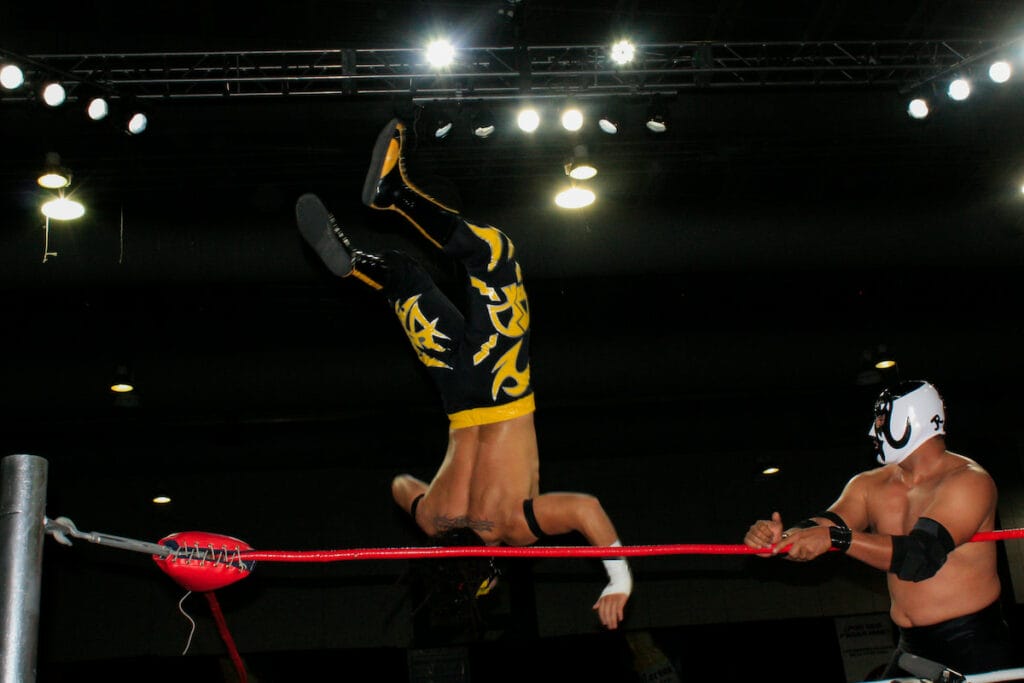 Lucha Libre fighters on the ring.