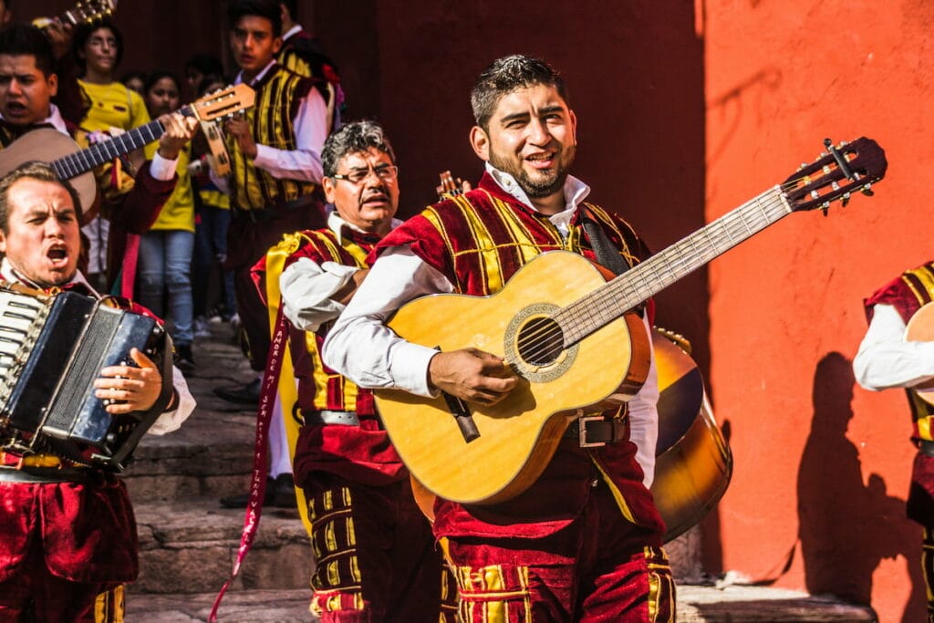Musicians performing in Mexico.