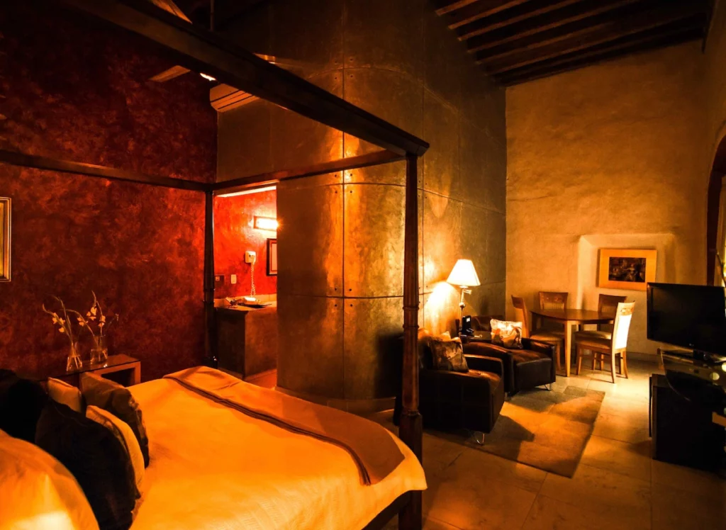 Dark room at El Sueno Hotel in Puebla.