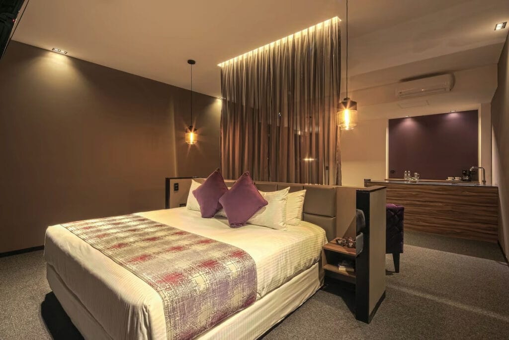 Hotel room at Kharma Suites.
