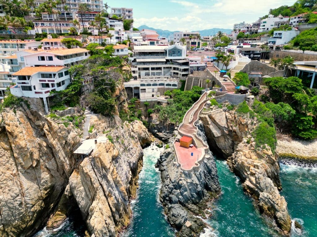 Aerial view of the La Quebrada Cliff in Acapulco. Is Acapulco safe?