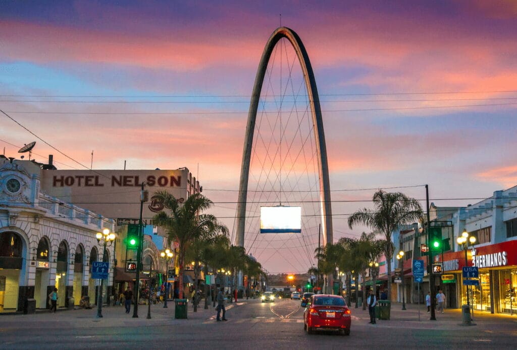 The Revolution Street in Tijuana during sunset.