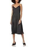 The Drop Women's Ana Silky V-Neck Midi Slip Dress Dress, -Black, L