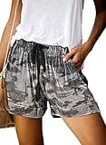 Elapsy Womens Ladies Drawstring Elastic Waist Solid Color Lightweight Summer Beach Shorts Pockets Plus Size Jean Shorts Stretchy Clothes 2022 Vintage Outfits Green Small