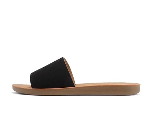Soda Shoes Women Flip Flops Basic Plain Slippers Slip On Sandals Slides Casual Peep Toe Beach Efron-S Black Nub 9