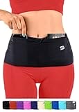 StashBandz Running Belt, Travel Money Belt, Fanny and Waist Pack for Women and Men, 4 Large Security Pockets and Zipper, Passport and Phone Holder, Extra Wide Spandex