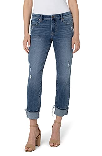 Liverpool Womens Marley Girlfriend Cuffed Jeans Pants, Amston, 8