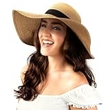 Women Floppy Sun Hat with Wide Brim—Foldable Roll-Up Straw Beach Hat UPF 50 Khaki