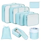 DIMJ Packing Cubes for Suitcase, Luggage Organizer Bags 8 Pcs Packing Cubes for Travel Lightweight Suitcase Organizer Bags set with Makeup Bag for Travel Accessories (Blue)