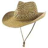 Muryobao Womens Summer Straw Hat Wide Brim Outdoor UV Protection Cowboy Sun Hat Foldable Packable Fedora Travel Beach Cap UPF 50+ with Wind Lanyard Coffee