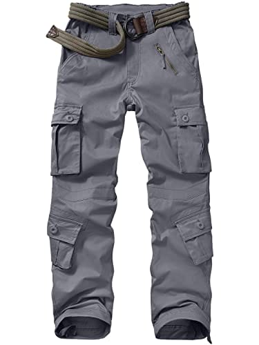 Alfiudad Women's Cargo Pants Tactical Military Army Hiking Combat Work Pants Trousers with 8 Pockets,Grey,32(US 12)