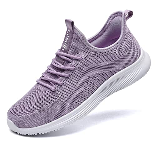 Lamincoa Womens Slip On Walking Shoes Non Slip Casual Road Running Lightweight Mesh Fashion Sneakers for Gym Travel Workout Purple