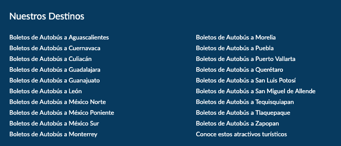 ETN bus line destinations