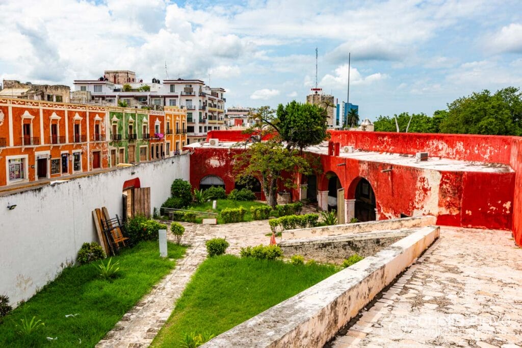 Colorful colonial buildings with courtyard